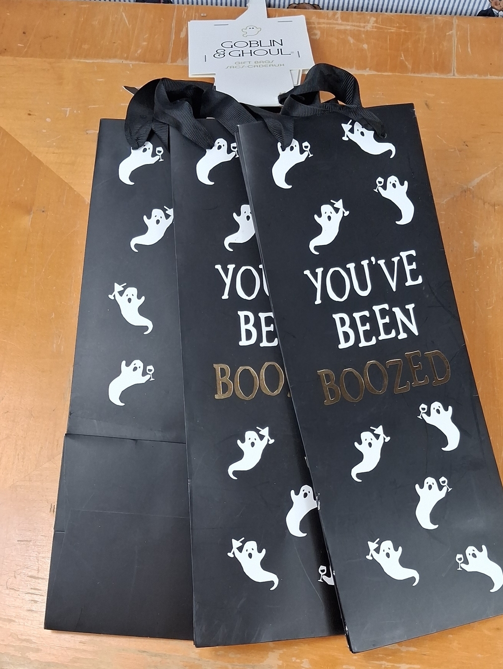 Goblin & Ghoul Halloween Themed Ghost Black & White Wine Party Gift Bags